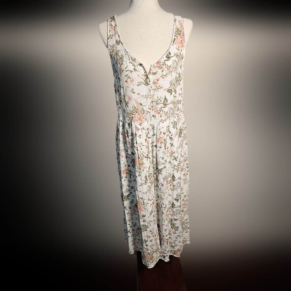 Frye White Floral Sleeveless Tank Midi Dress Size Large - Picture 5 of 11
